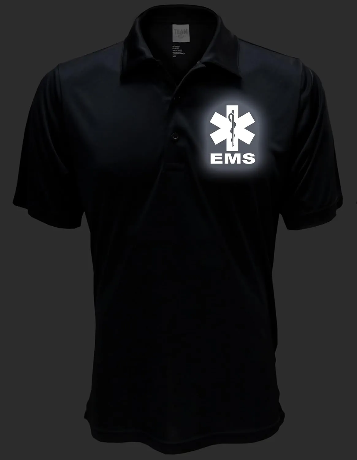 Smart People Clothing EMS Polo with Reflective Designs Front and Back, Performance Polo w/Moisture Wicking Technology