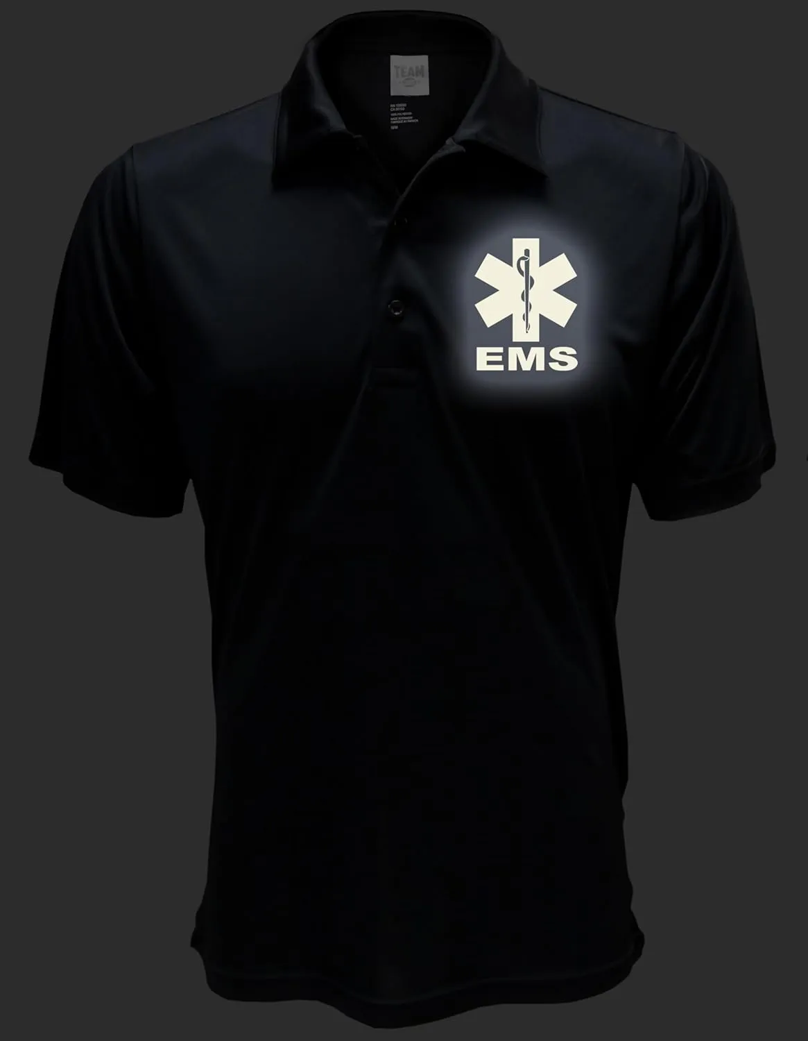 Smart People Clothing EMS Polo with Reflective Designs Front and Back, Performance Polo w/Moisture Wicking Technology