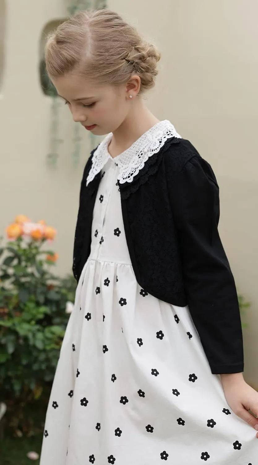 SMILING PINKER Little Girls' Long Sleeve Lace Bolero Cardigan Shrug