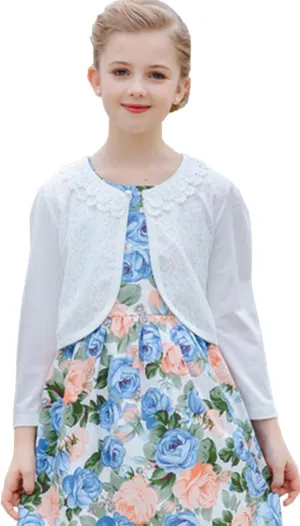 SMILING PINKER Little Girls' Long Sleeve Lace Bolero Cardigan Shrug