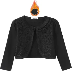 SMILING PINKER Little Girls' Long Sleeve Lace Bolero Cardigan Shrug