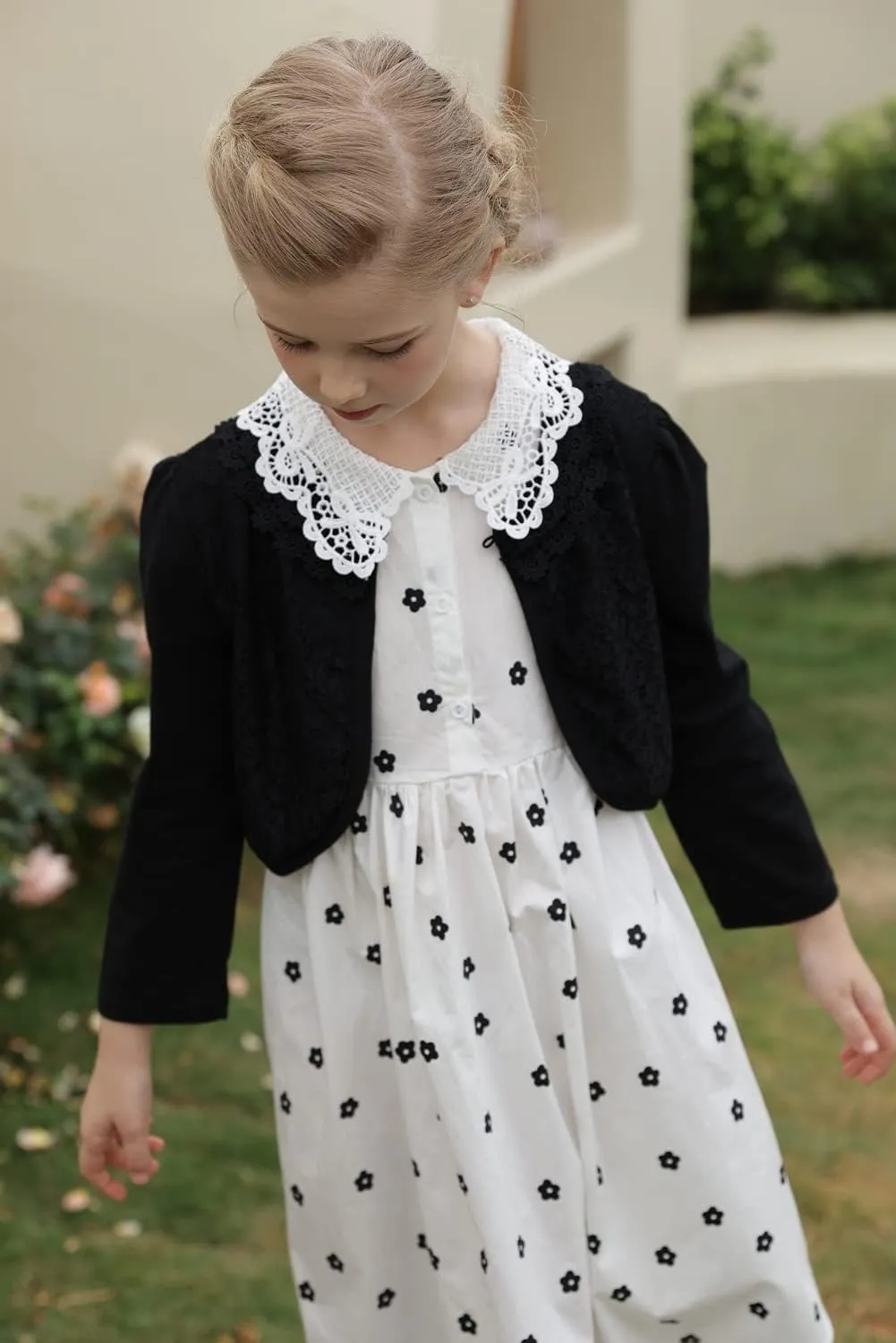 SMILING PINKER Little Girls' Long Sleeve Lace Bolero Cardigan Shrug