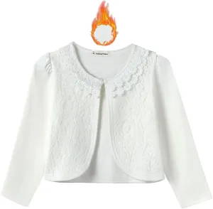 SMILING PINKER Little Girls' Long Sleeve Lace Bolero Cardigan Shrug