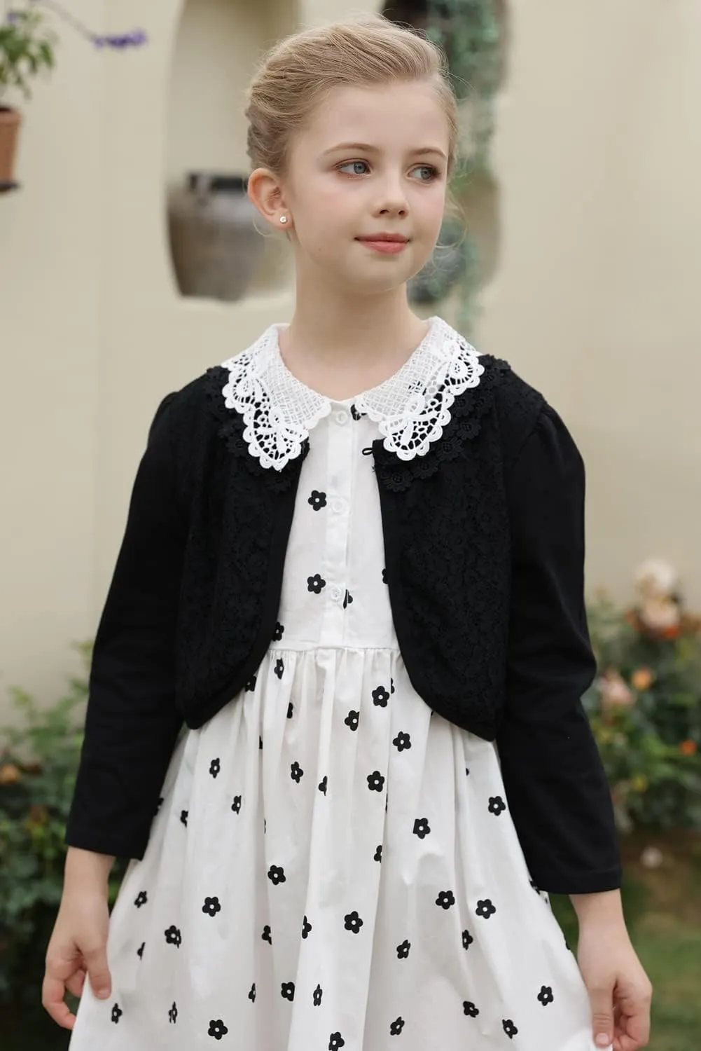 SMILING PINKER Little Girls' Long Sleeve Lace Bolero Cardigan Shrug