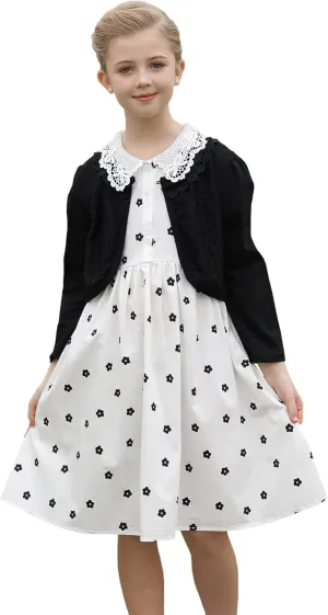 SMILING PINKER Little Girls' Long Sleeve Lace Bolero Cardigan Shrug