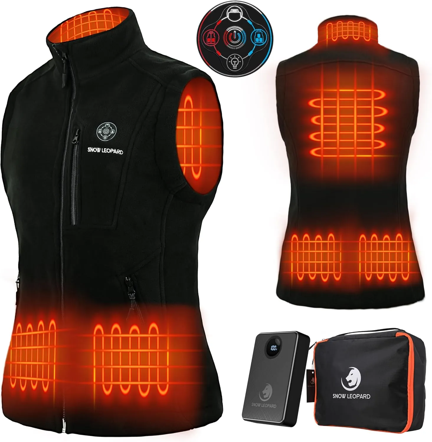 SNOW LEOPARD Womens Heated Vest with Battery Pack Included, Polar Fleece 7.4V Smart Electric Lightweight Heating Vest