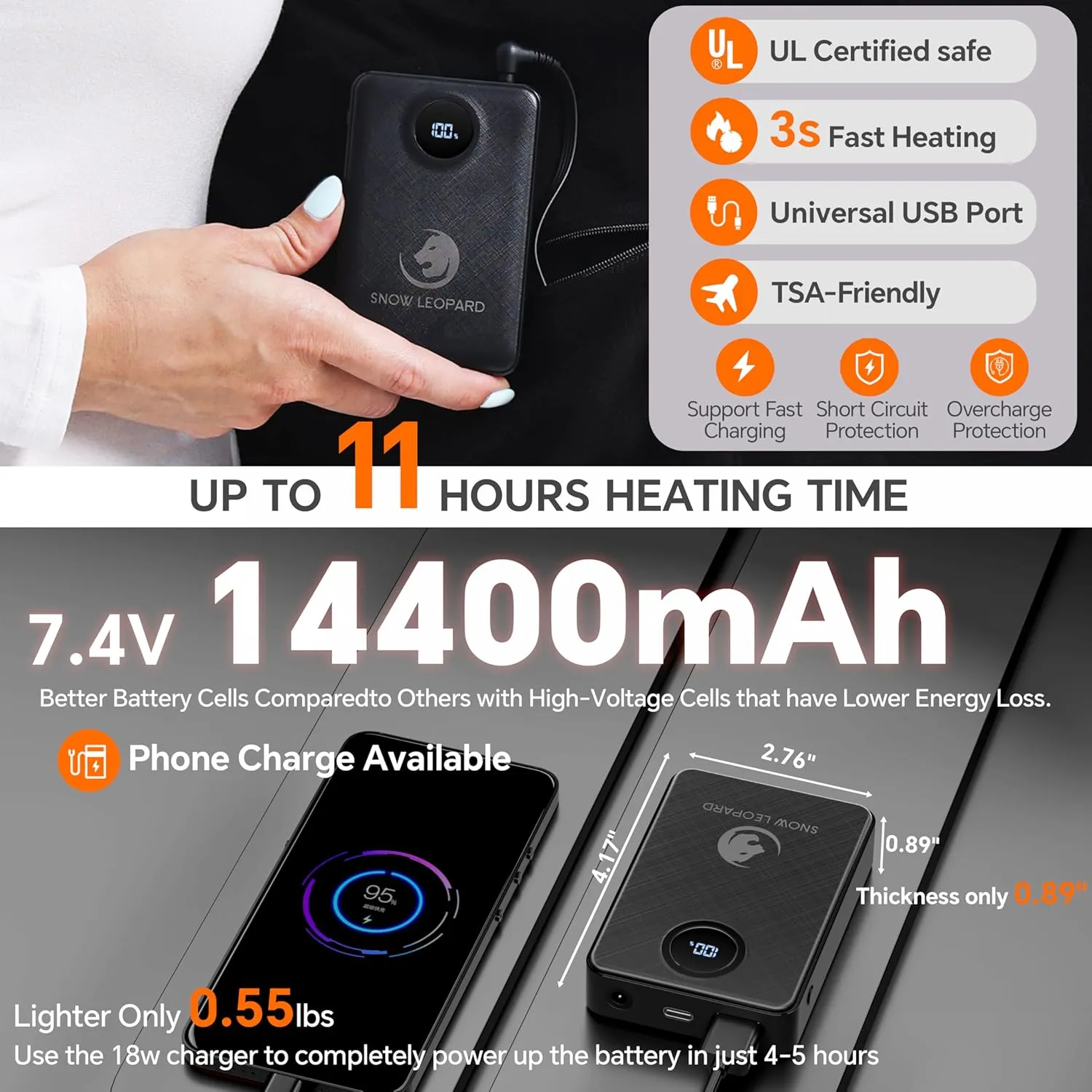 SNOW LEOPARD Womens Heated Vest with Battery Pack Included, Polar Fleece 7.4V Smart Electric Lightweight Heating Vest