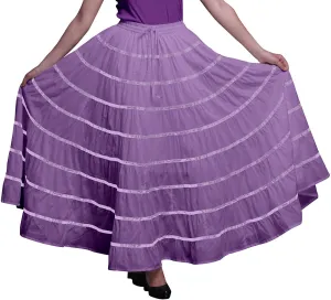Solid Long Maxi Cotton Beach Wear Skirt for Women Elastic Waist Skirt Summer Wear