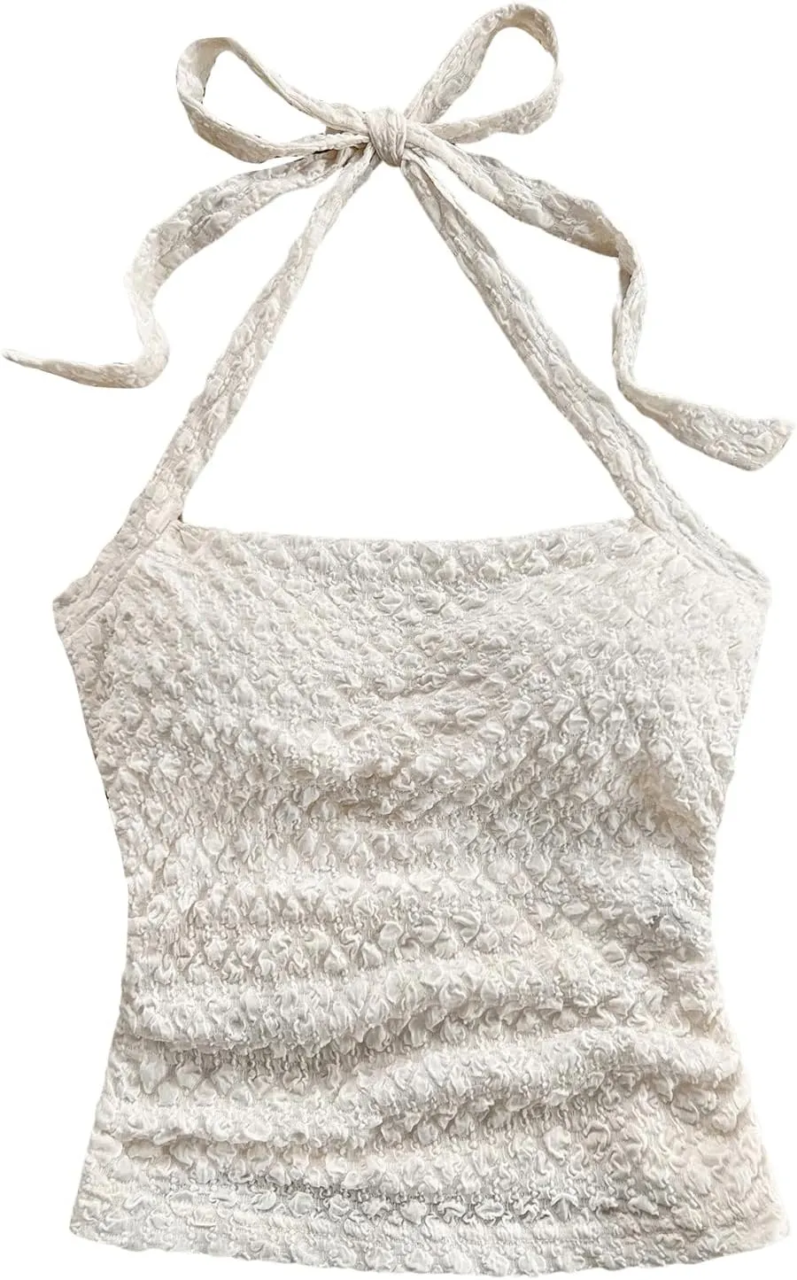 SOLY HUX Women's Halter Top Tie Back Textured Going Out Concert Beach Vacation Crop Tops Summer Sleeveless Camisole