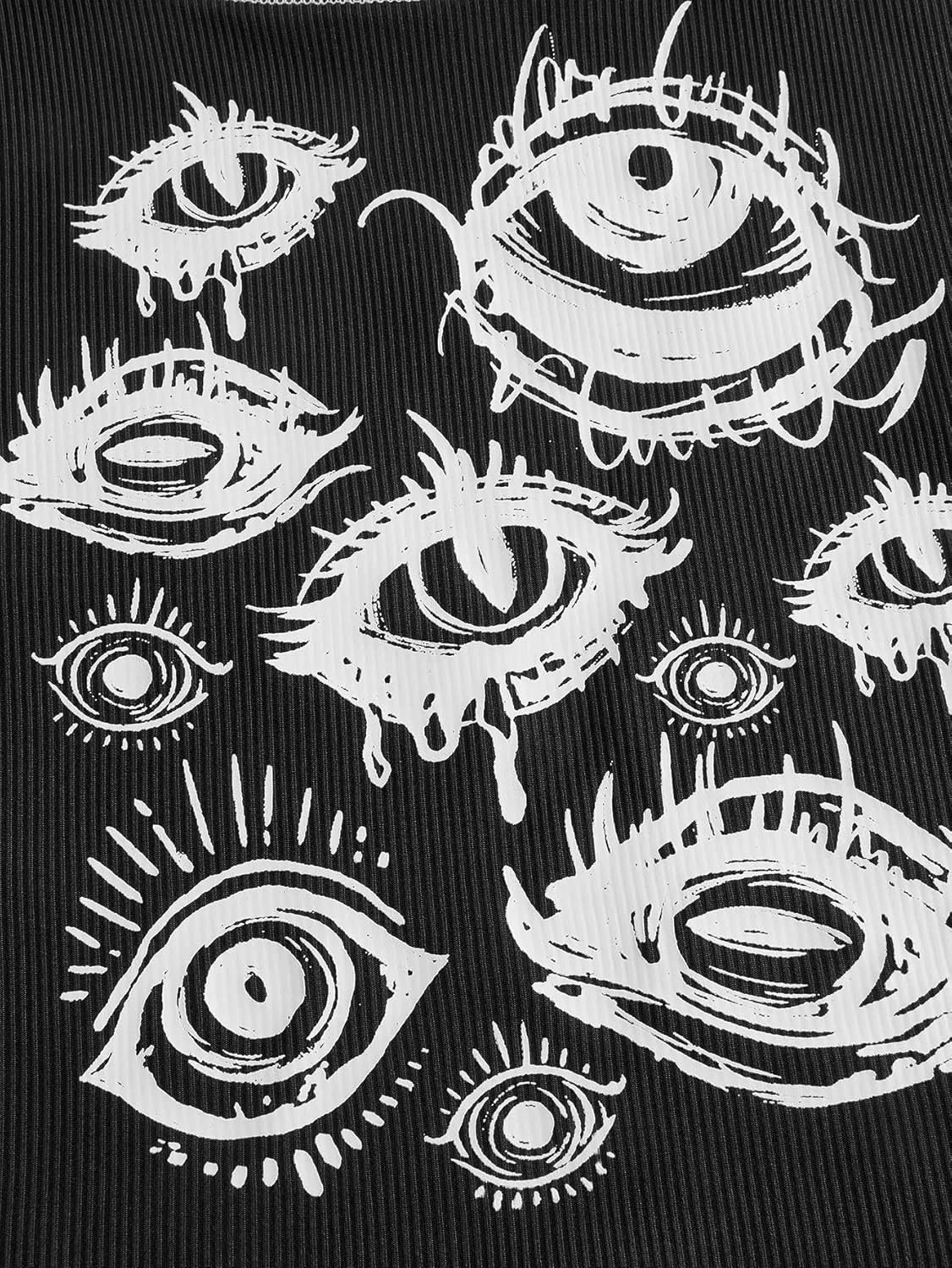 SOLY HUX Women's Y2k Goth Eye Print Crop Tank Top Round Neck Sleeveless Summer Tops