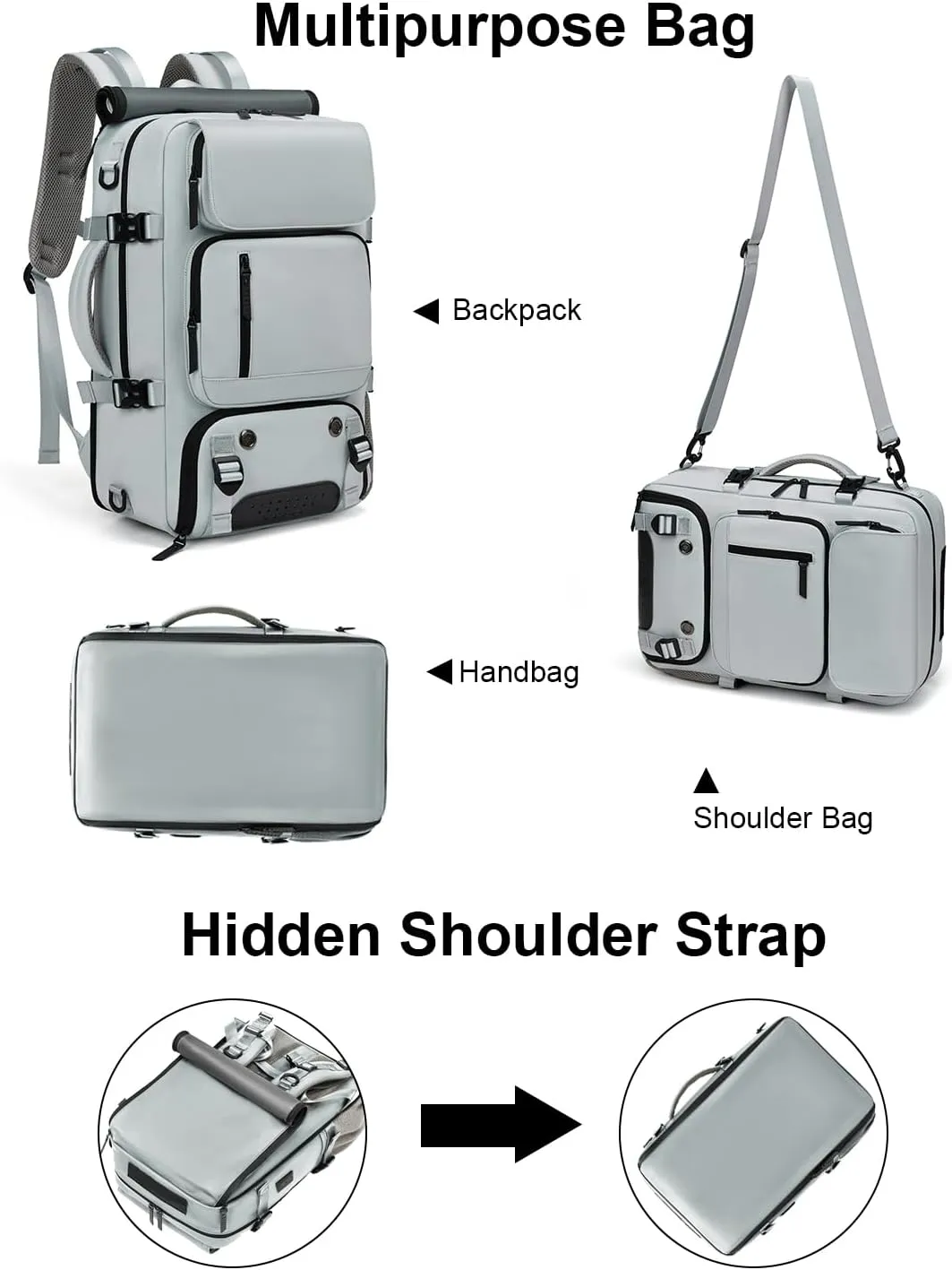 Somago Travel Laptop Backpack for Men & Women Carry On Backpack with USB Charging Port Fits 16.5 inch Notebook Rucksack (Light Gray)