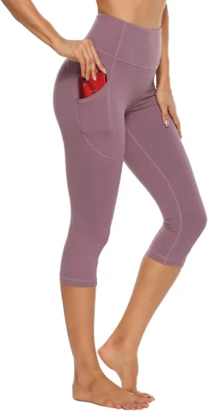 Stelle Women's Capri Yoga Pants with Pockets Essential High Waisted Legging for Workout