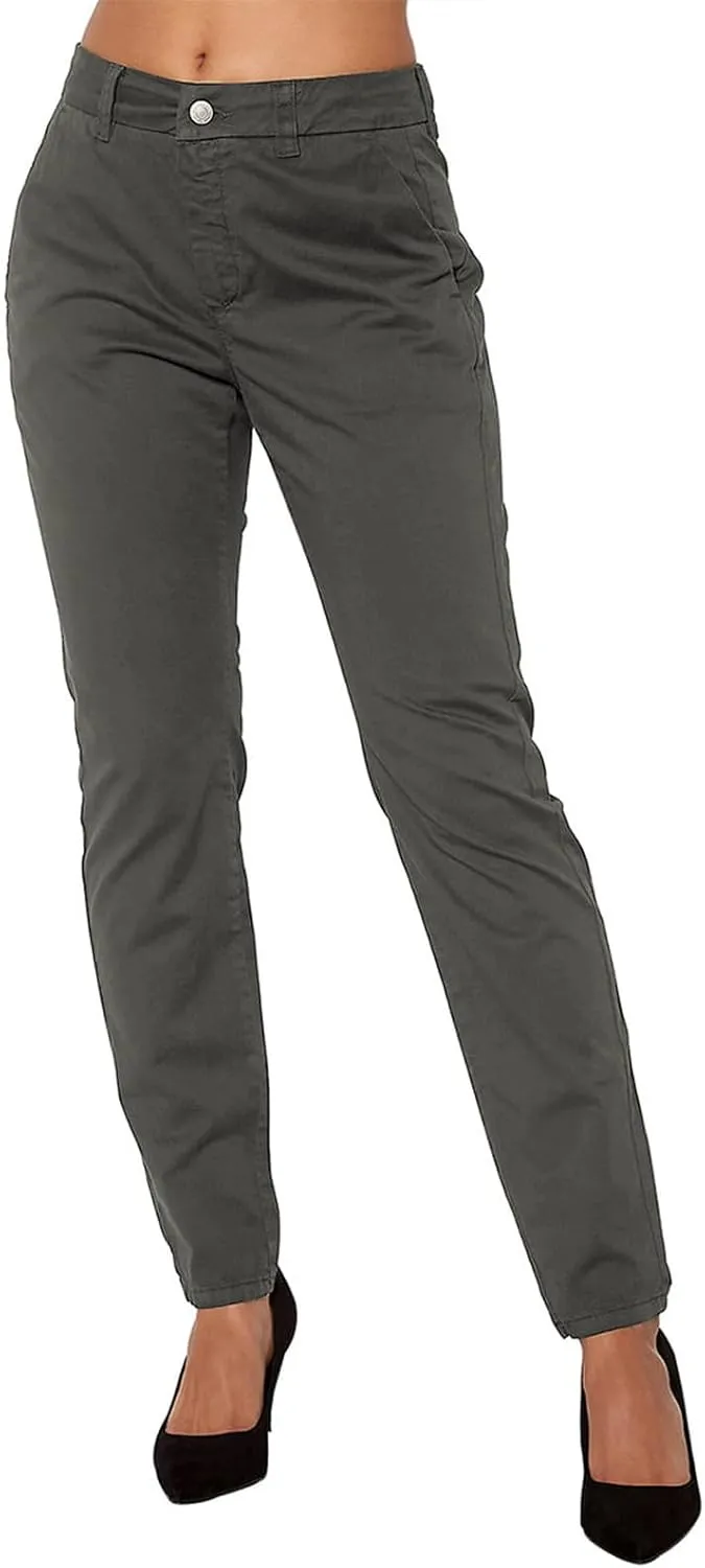 Straight Leg Dress Pants Women's High Waist Business Casual Trousers Slim Fit Dressy Full Length Work Pant with Pocket