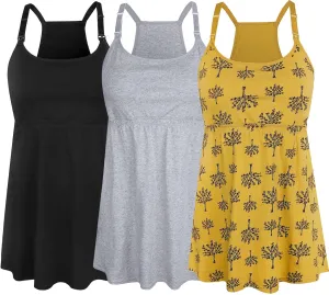 SUIEK 3 Pack Maternity Nursing Tank Tops with Bralette Cotton Breastfeeding Camisole