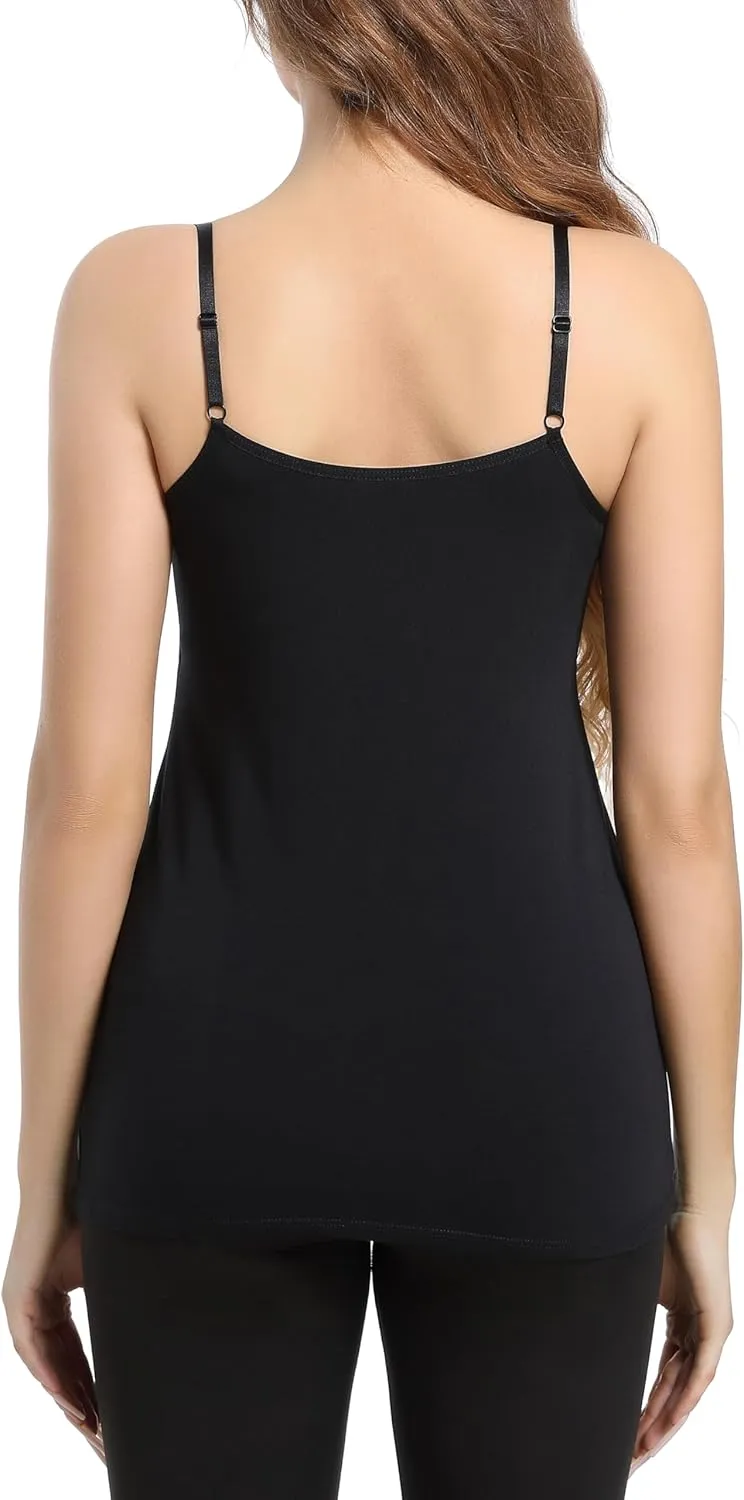 SUIEK 4 Pack Nursing Tank Tops Maternity Cotton Cami Breastfeeding Sleep Bralette