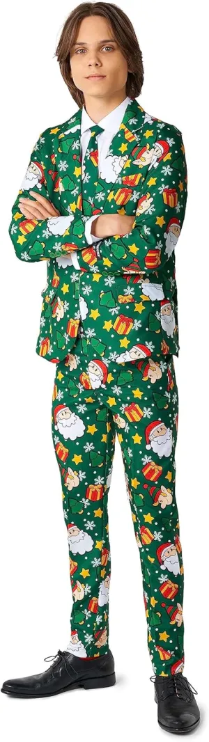 SUITMEISTER Boys Christmas Suit - Festive Ugly X-Mas Clothing Holiday Print - Includes Blazer, Pants - Tie