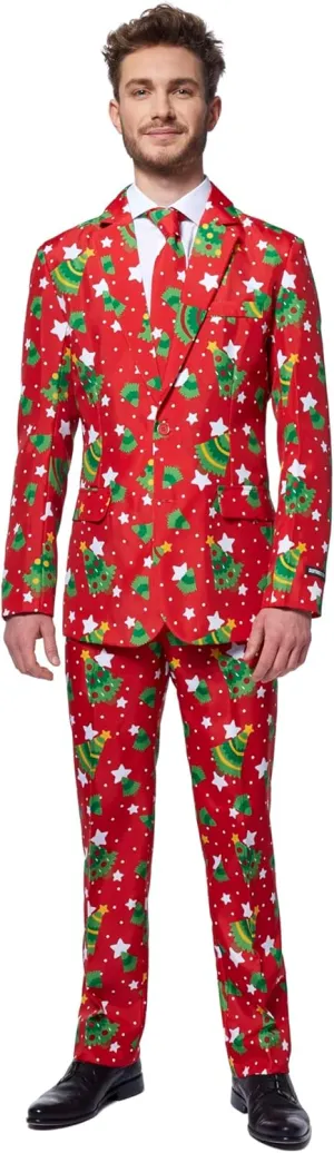 Suitmeister Men's Christmas Suit - Ugly Holiday Festive Outfit - Includes Blazer, Pants, Tie
