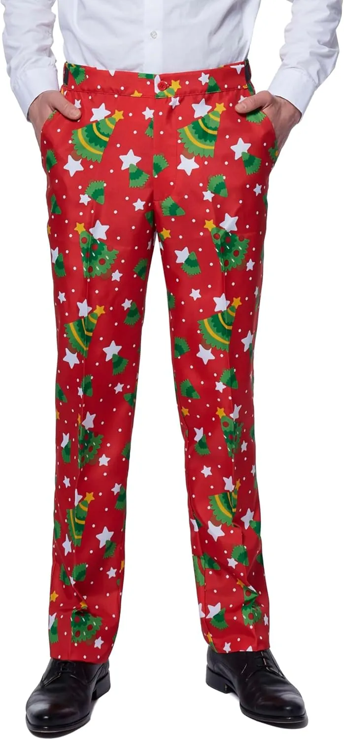 Suitmeister Men's Christmas Suit - Ugly Holiday Festive Outfit - Includes Blazer, Pants, Tie