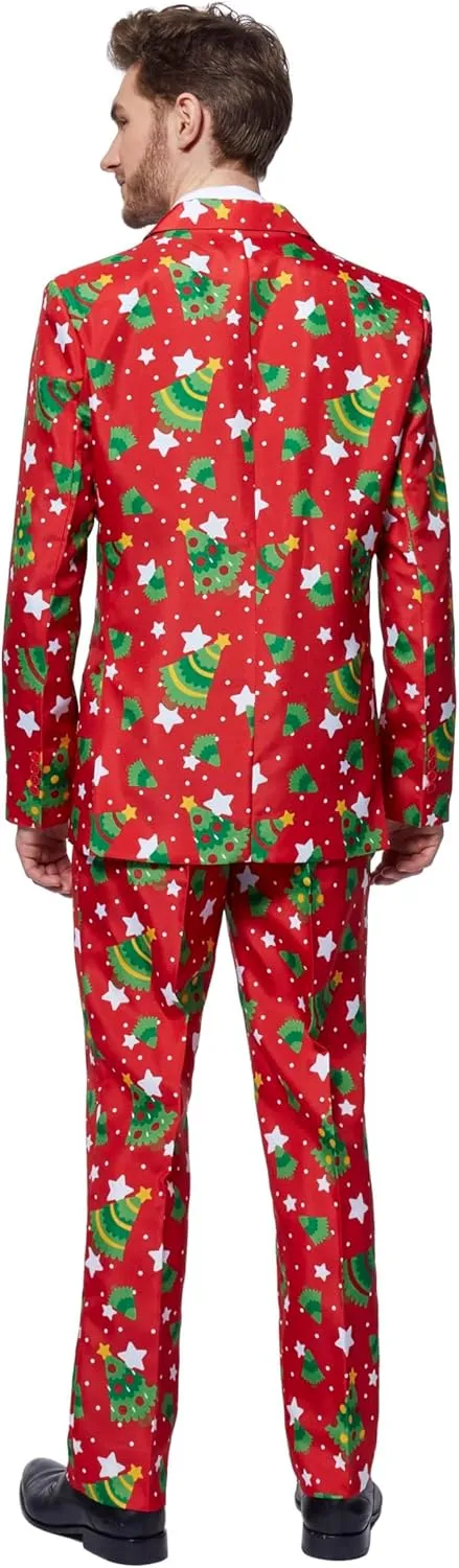 Suitmeister Men's Christmas Suit - Ugly Holiday Festive Outfit - Includes Blazer, Pants, Tie
