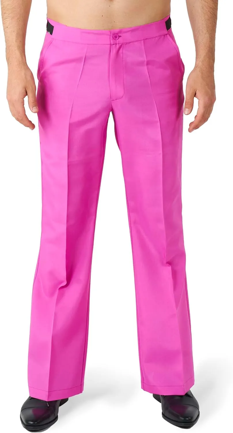 Suitmeister Men's Disco Costume Suit - Saturday Night Fever Outfit - Slim Fit - Including Blazer And Flare Pants - Pink