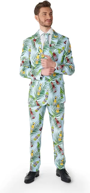 Suitmeister Men's Funny Suit - Cannabis Weed Print Outfit Slim Fit - Green
