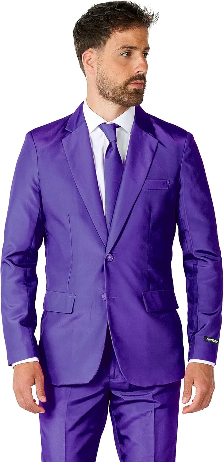 Suitmeister Men's Party Costumes - Slim Fit Solid Color Suit for Leisure - Halloween Parties and Party Wear