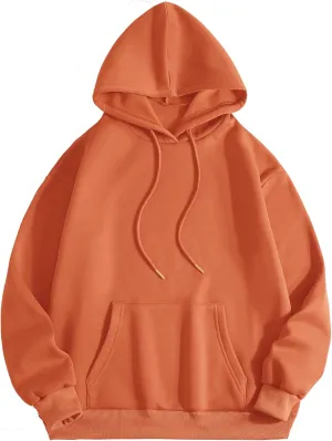SweatyRocks Women's Casual Long Sleeve Drop Shoulder Oversized Pullover Hoodie Sweatshirt Tops