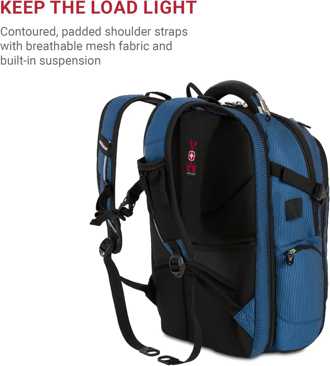 SwissGear Travel Tech Elite Laptop Backpack  Fits Laptops up to 16  ScanSmart TSA-Friendly Backpack with USB Port, Shoe Compartment & Organizer Pockets  Blue/Black