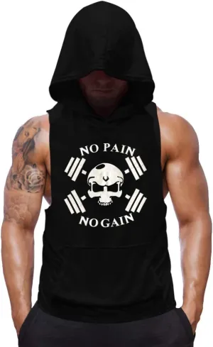 SZKANI Mens Skull Print Sleeveless Fitness Vest Bodybuilding Stringers Workout Tank Tops