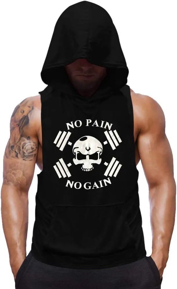 SZKANI Mens Skull Print Sleeveless Fitness Vest Bodybuilding Stringers Workout Tank Tops
