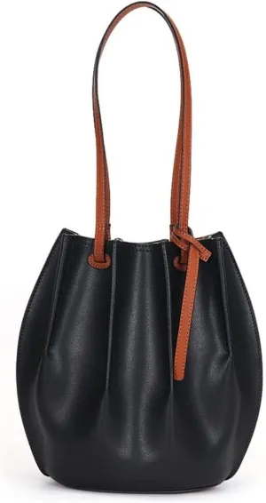 Top Handle Handbag with Inner Pocket Shoulder Purse Wallet for Travel Womens Tote Genuine Leather Bucket Retro