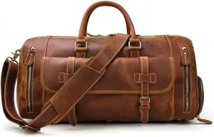 Travel Bag With Shoe Pocket 20 inch big capacity Real Leather Weekend Bag large Messenger Bag