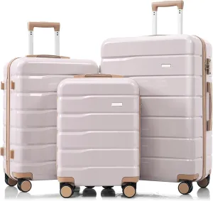 Travel in Style with Premium ABS Luggage Set, 3-Piece Suitcase, 360 Spinner Wheels, Light Grey