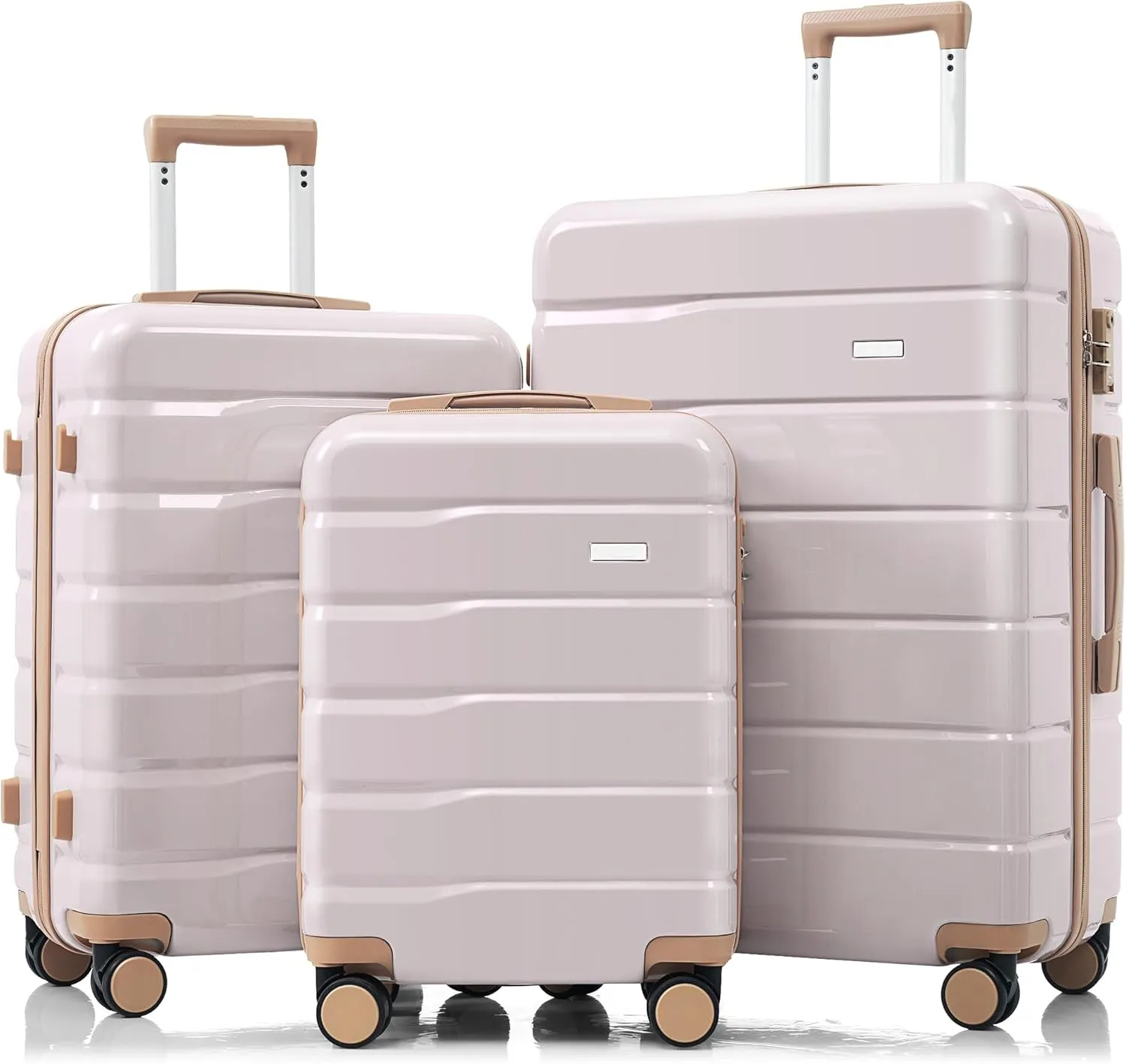 Travel in Style with Premium ABS Luggage Set, 3-Piece Suitcase, 360 Spinner Wheels, Light Grey