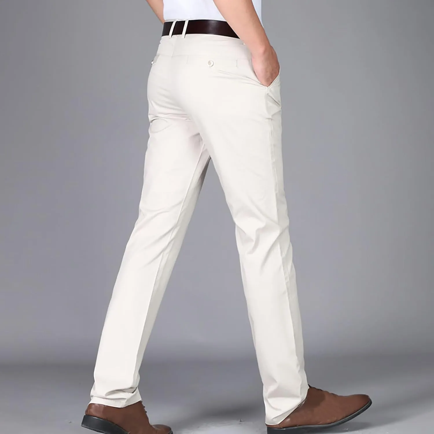 Uillui Dress Pants for Men Business Casual Slim Fit Stretch Slacks Big Tall Chinos Flat Front Flex Golf Straight Long Pants