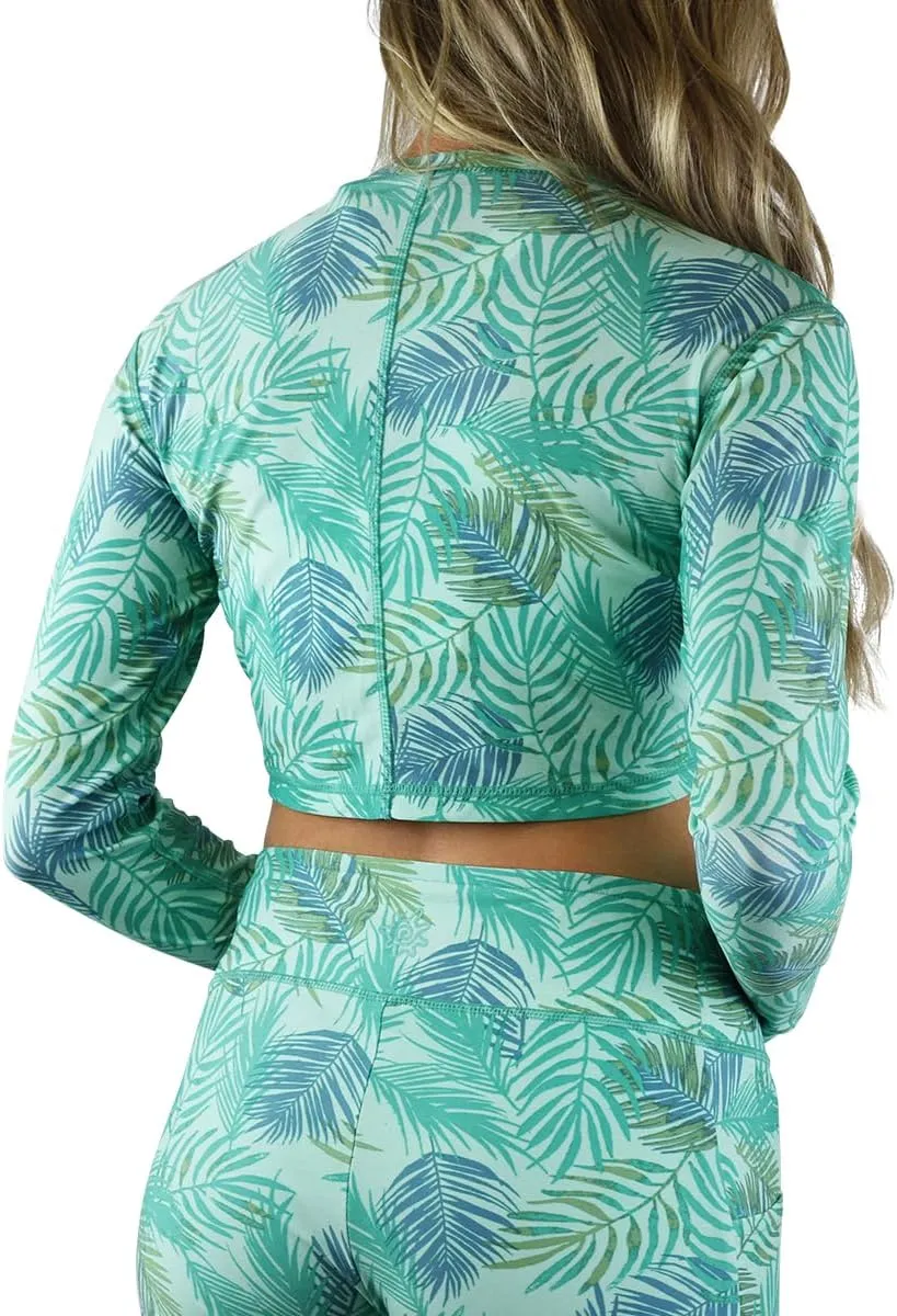 UV SKINZ Active Zip Up Rash Guard for Women - Quick-Dry Cropped Long Sleeve Zip Front Swim Jacket with UPF 50  Sun Protection