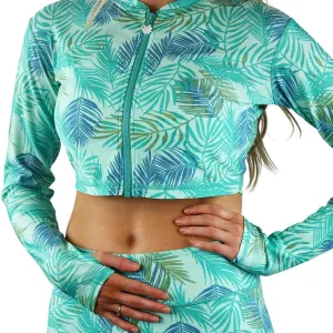 UV SKINZ Active Zip Up Rash Guard for Women - Quick-Dry Cropped Long Sleeve Zip Front Swim Jacket with UPF 50  Sun Protection
