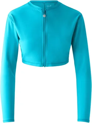 UV SKINZ Active Zip Up Rash Guard for Women - Quick-Dry Cropped Long Sleeve Zip Front Swim Jacket with UPF 50  Sun Protection