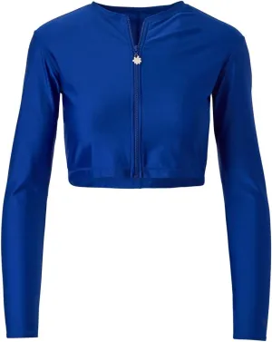 UV SKINZ Active Zip Up Rash Guard for Women - Quick-Dry Cropped Long Sleeve Zip Front Swim Jacket with UPF 50  Sun Protection