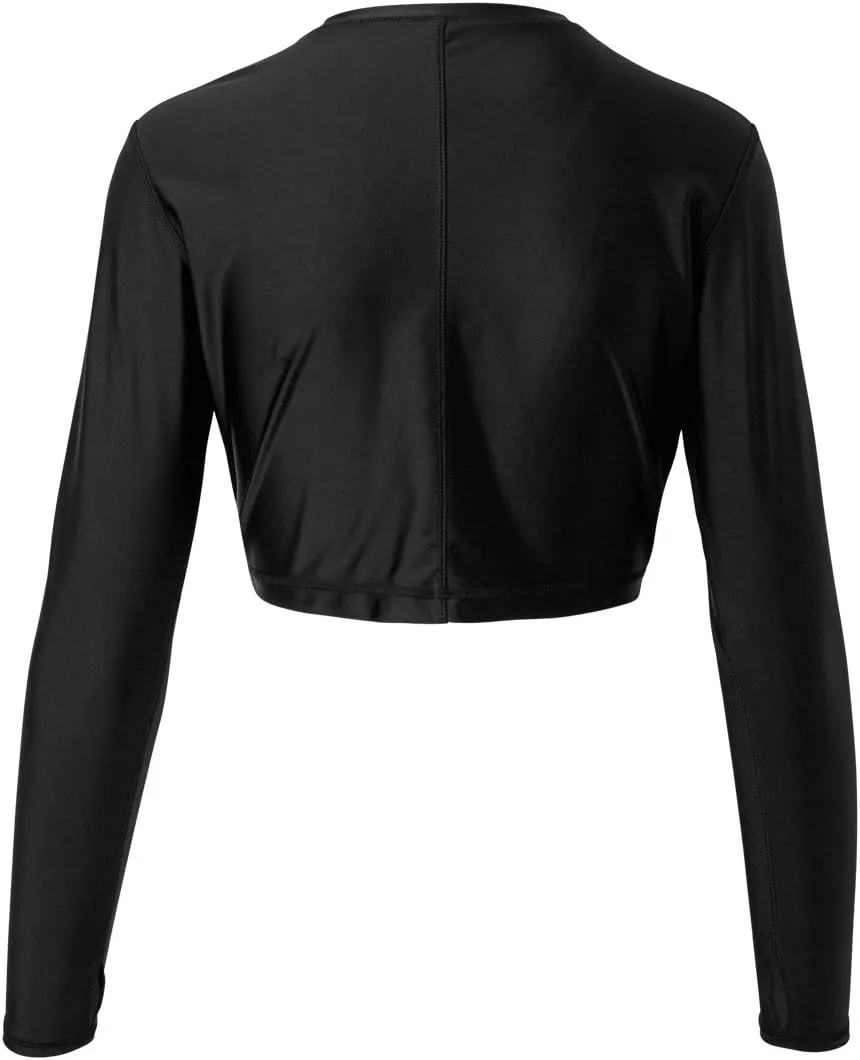 UV SKINZ Active Zip Up Rash Guard for Women - Quick-Dry Cropped Long Sleeve Zip Front Swim Jacket with UPF 50  Sun Protection