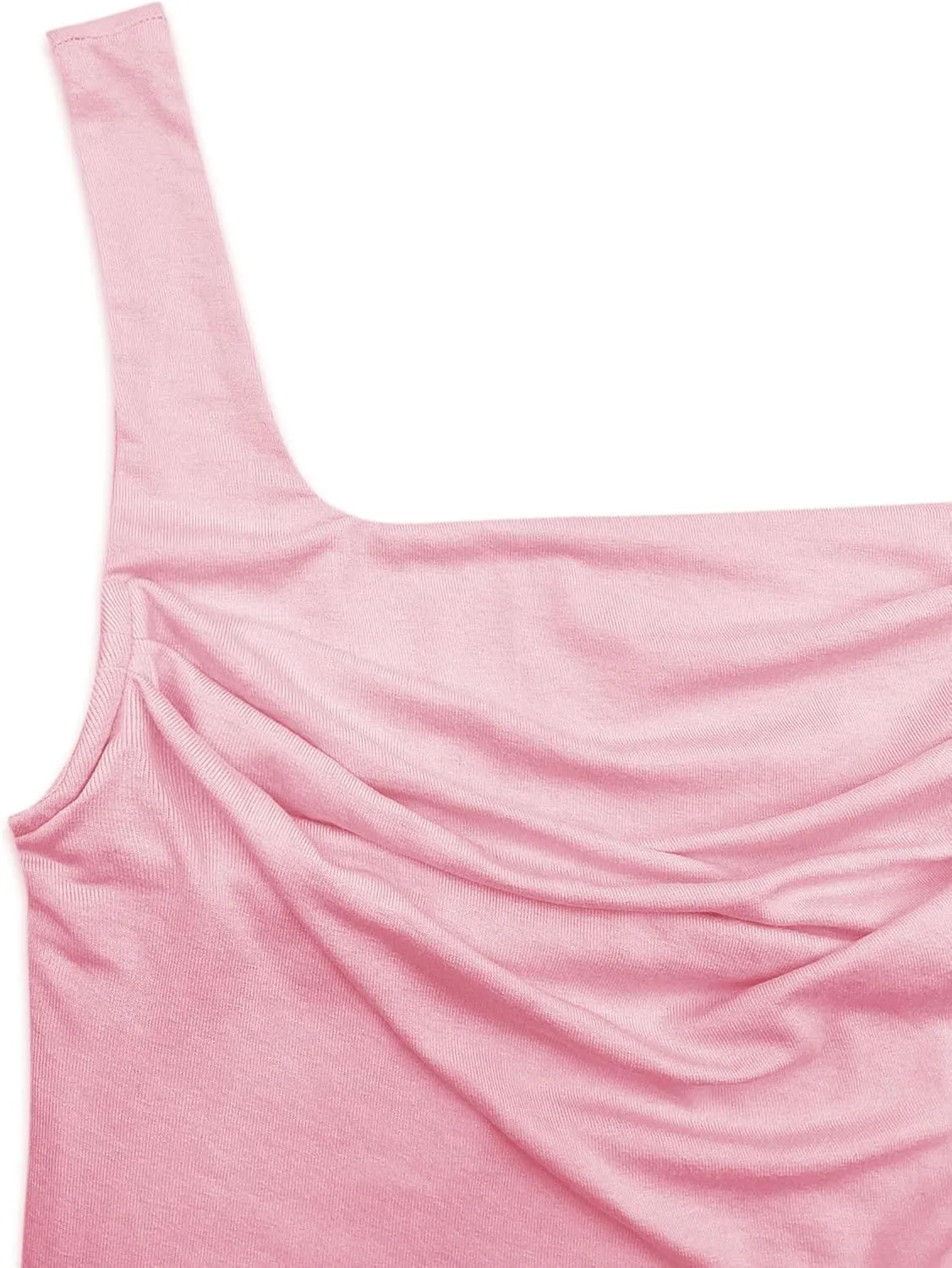 Vivitulip Womens Sleeveless Square Neck Strappy Tank Top Sexy Ruched Backless Going Out Crop Camisole Tops