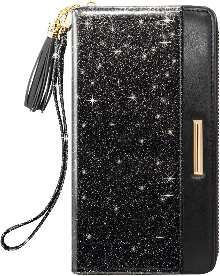Wallets for Women PU Leather Card Holder Organizer Ladies Clutch with Tassel Wristlet Wrist strap