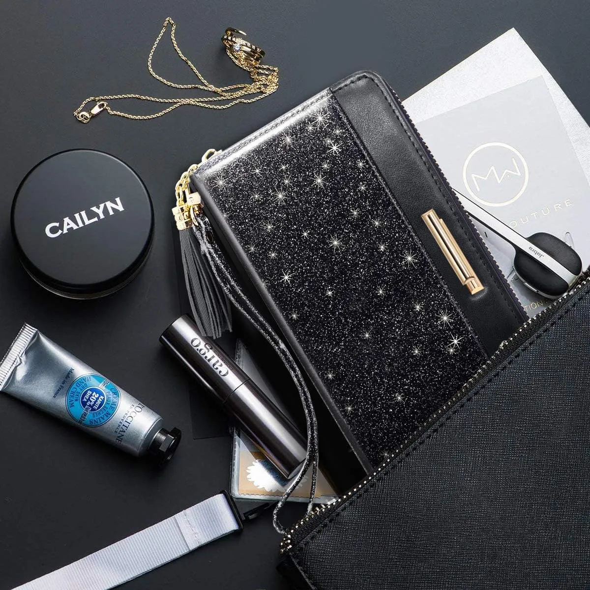 Wallets for Women PU Leather Card Holder Organizer Ladies Clutch with Tassel Wristlet Wrist strap