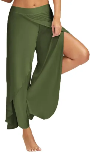 Wide Leg Pants for Women 2023 Summer Fashion High Waist Long Slit Flowy Flare Yoga Pant Plus Size Trousers
