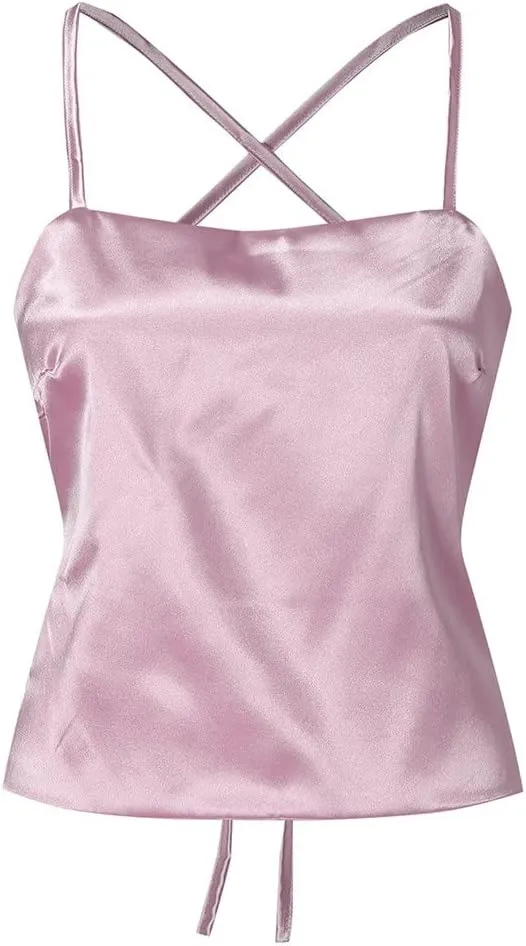 Women leaner Satin Silk lace-up Camisole Women's Party Club Tops