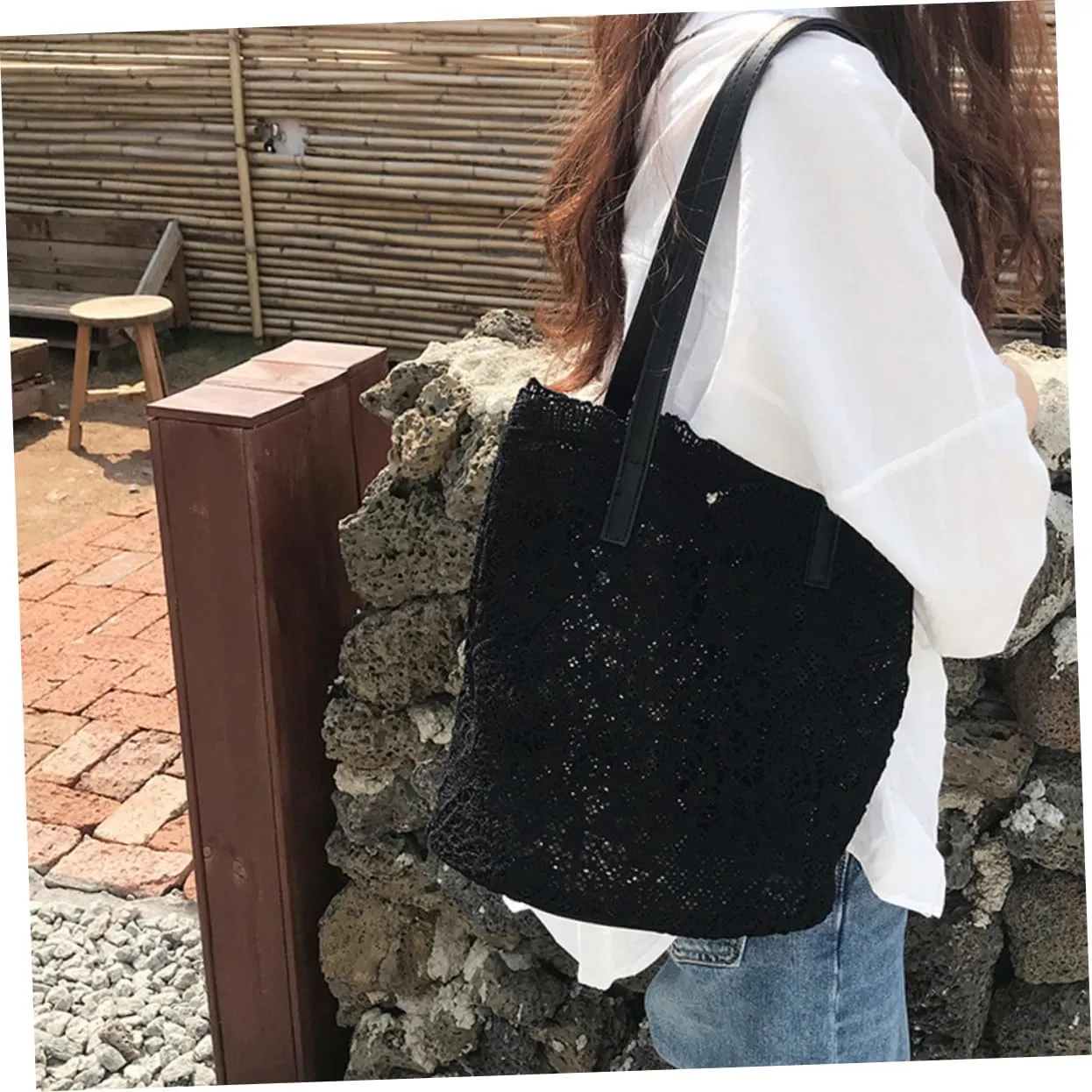 Women Shoulder Bag Women Bag Lace Bag Large Capacity Bag Beach Bag Miss Korean