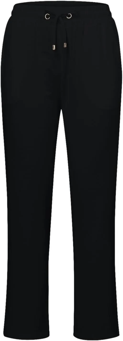 Women Summer Casual Cotton Linen Pants Solid Sports Lounge Beach Trousers Slim High Elastic Waist Pants with Pockets