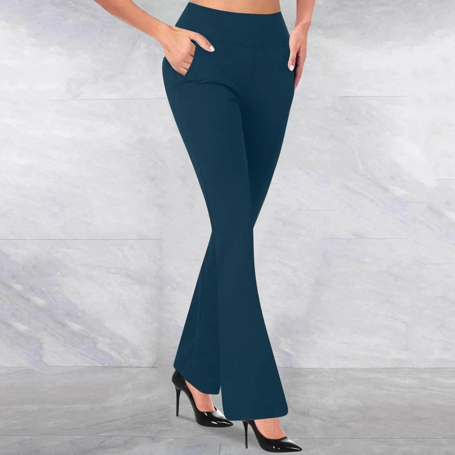 Womens Bootcut Dress Pants Stretchy Yoga Work Trousers High Waist Casual Flare Slacks Office Business Lounge Clothes