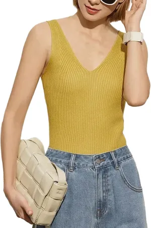 Women's Camisole Tops Office Lady Solid V-Neck Sexy Slim Vest