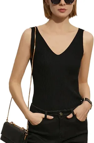 Women's Camisole Tops Office Lady Solid V-Neck Sexy Slim Vest